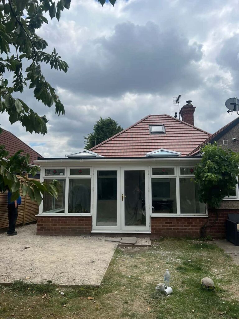 This is a photo of a hipped roof on a bungalow that has just had roof repairs carried out. Works carried out by Shirebrook Roofing Repairs